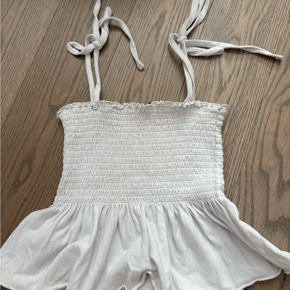 White Smocked Tie-Strap Top